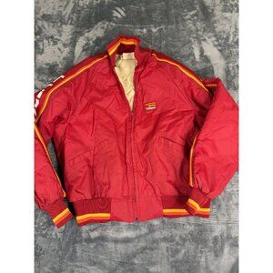 Vintage Berkley Trilene Red Bomber Jacket Embroidered Logo Size XL